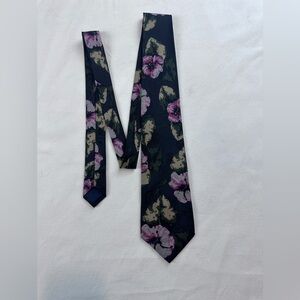 Richel‎ Deluxe 100% Silk Floral Tie – Navy Beige Pink, Handmade in Spain